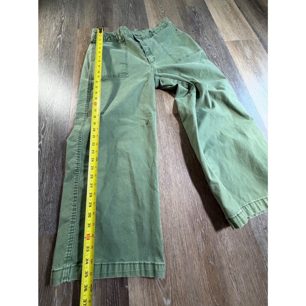 Universal Thread Utility Pants Womens 14/32 Green Wide Leg Cropped High Rise - Picture 6 of 9